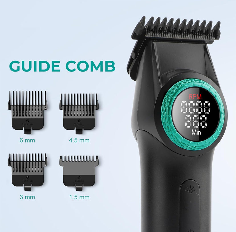 V- 977 Professional Hair Trimmer for Men, 8000 RPM T-Blade Trimmer, Wireless Barber Trimmer with Zero Level, Rechargeable Edge Hairdressers with LED Display (red)