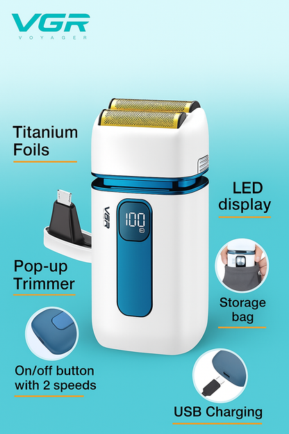 V-362 Electric Trimmer, Beard & Hair Trimmer, Professional Performance and Ergonomic Design, Combining Sharp Blades and Multiple Length Settings