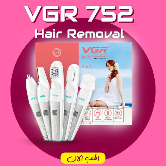VGR V-752 Professional 5 IN 1 Lady Trimmer Set With Waterproof Body Trimmer
