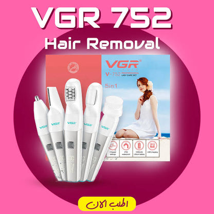 VGR V-752 Professional 5 IN 1 Lady Trimmer Set With Waterproof Body Trimmer