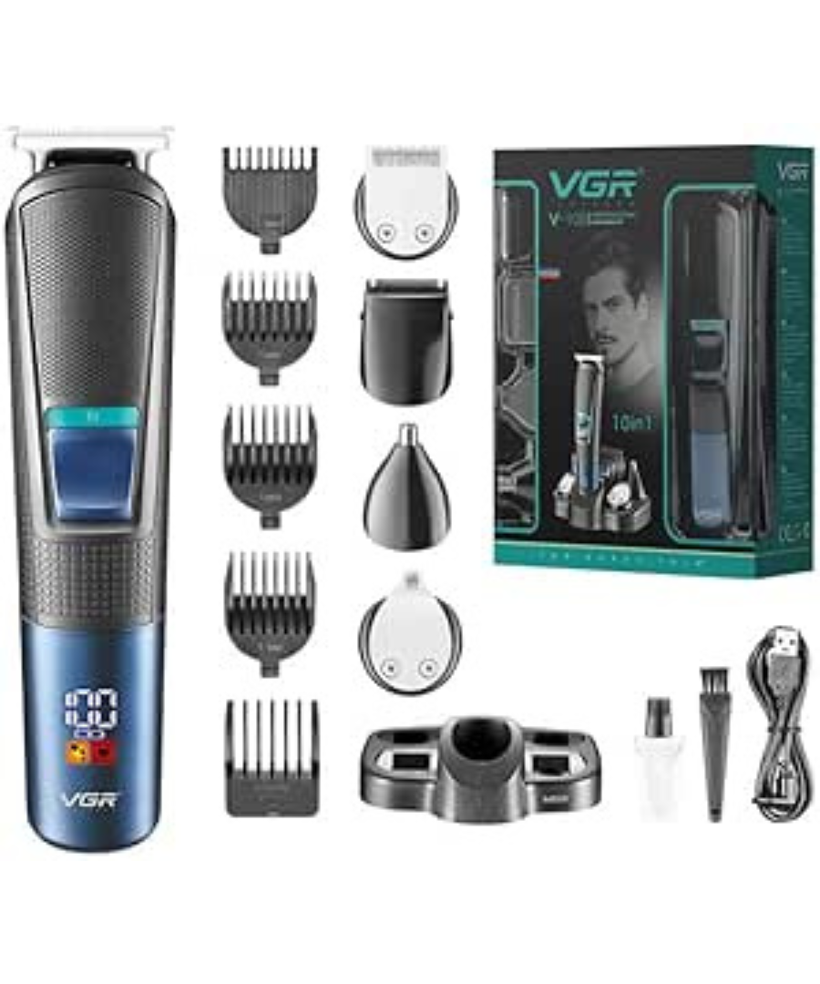 VGR V-108 Professional 10 in 1 Grooming Kit with LED Display