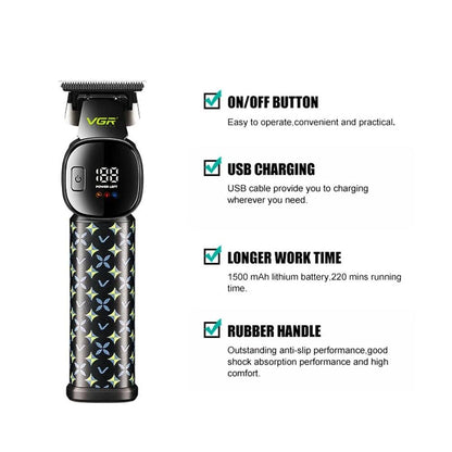VGR V-185 Professional Hair Clipper for Men with Ceramic and Stainless Steel Blades, 7000 RPM Motor, USB Rechargeable