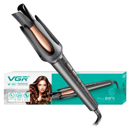 V-581 Professional Automatic Hair Curler- featuring automatic curling technology, ceramic coating, and multiple heat settings (130°C-210°C), ready to use in just 60 seconds.