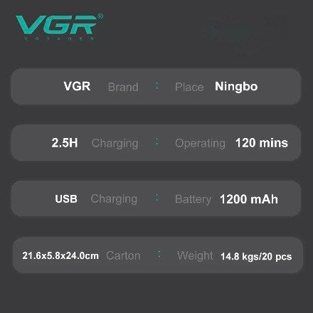 VGR V-632 Double-Blade Trimmer for Body, Beard, and Sensitive Areas