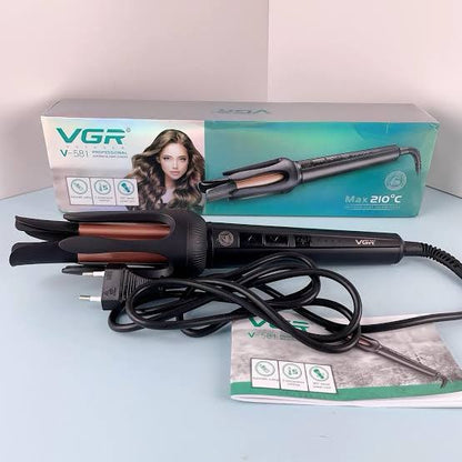 V-581 Professional Automatic Hair Curler- featuring automatic curling technology, ceramic coating, and multiple heat settings (130°C-210°C), ready to use in just 60 seconds.