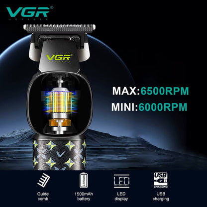 VGR V-185 Professional Hair Clipper for Men with Ceramic and Stainless Steel Blades, 7000 RPM Motor, USB Rechargeable