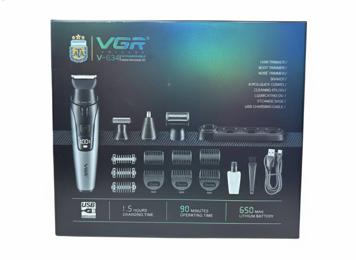 VGR V-634 4-in-1 Full Body Grooming Kit | Rechargeable Men’s Body Trimmer & Shaver