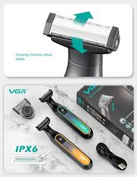 VGR Shaver Waterproof Household Rechargeable Adjustable Electric Razor LED Full Body Washable Reciprocating Men's Shaver V-360