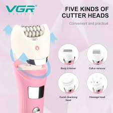 VGR V-759 Professional 5-in-1 Women's Hair Removal Device – IPX7 Waterproof, 30 Tweezer System, LED Light, 2 Speeds, 180-Minute Battery, USB Charging.