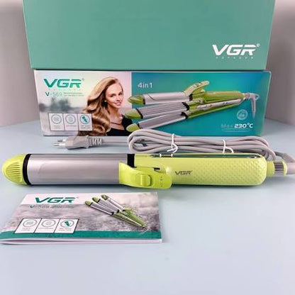 VGR V-569  4-in-1 Hair Styler - Hair Straightener, Curler, Crimper, and Waving Tool with Ceramic Coating Plates & Adjustable Heat Settings  Uniform Heat Technology .