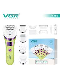 VGR V-759 Professional 5-in-1 Women's Hair Removal Device – IPX7 Waterproof, 30 Tweezer System, LED Light, 2 Speeds, 180-Minute Battery, USB Charging.