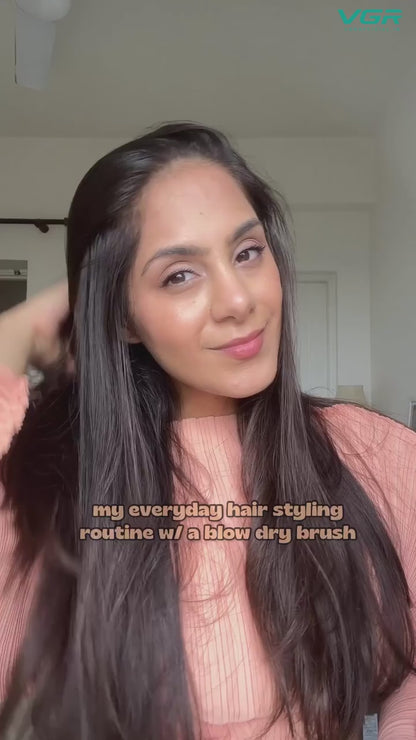 VGR V-492 Professional Hair Styler – 2-in-1 Hot Air Brush for Drying, Straightening & Curling Hair, Anti-Scald Design, 3 Heat Settings, 360° Swivel Cord