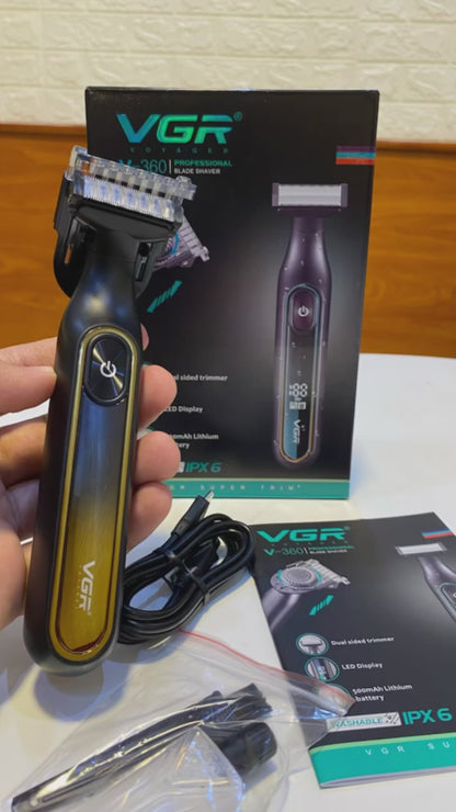 VGR Shaver Waterproof Household Rechargeable Adjustable Electric Razor LED Full Body Washable Reciprocating Men's Shaver V-360